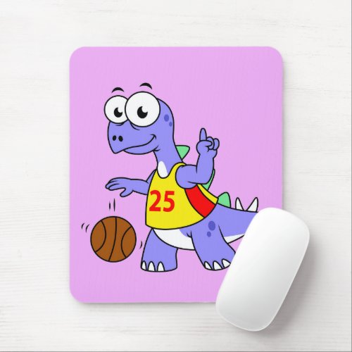 Illustration Of A Stegosaurus Playing Basketball Mouse Pad