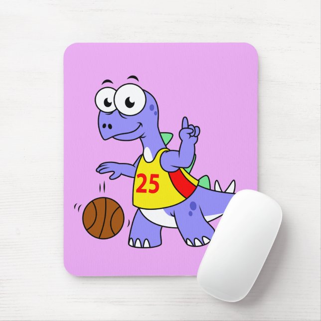 Illustration Of A Stegosaurus Playing Basketball. Mouse Pad (With Mouse)