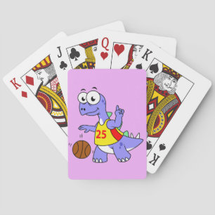 Illustration Of A Stegosaurus Playing Basketball. Poker Cards