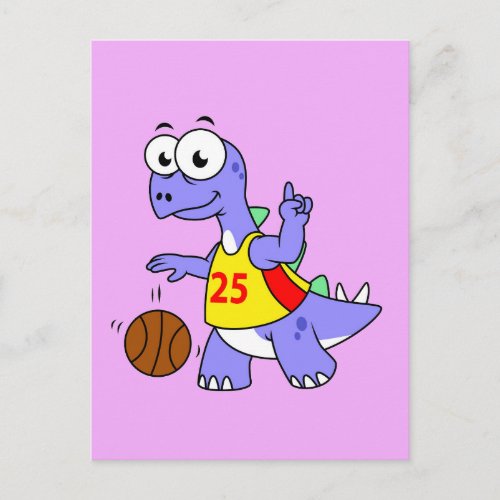 Illustration Of A Stegosaurus Playing Basketball Postcard