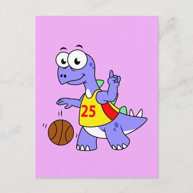 Illustration Of A Stegosaurus Playing Basketball. Postcard (Front)
