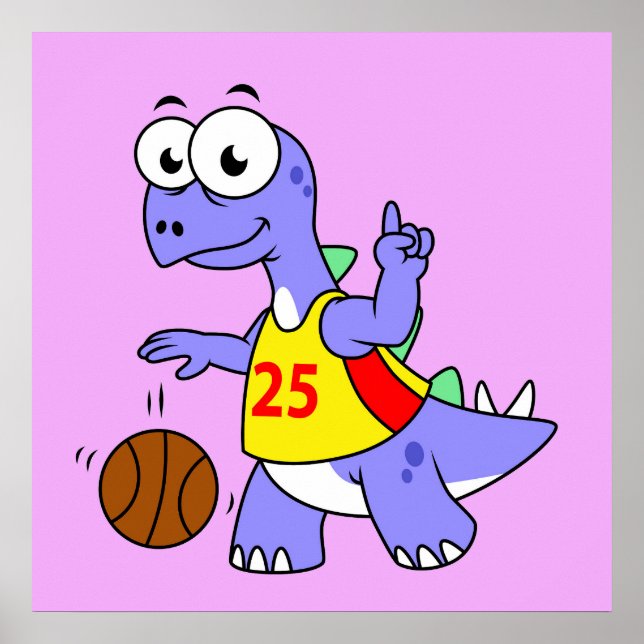 Illustration Of A Stegosaurus Playing Basketball. Poster (Front)
