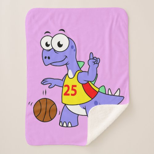 Illustration Of A Stegosaurus Playing Basketball Sherpa Blanket