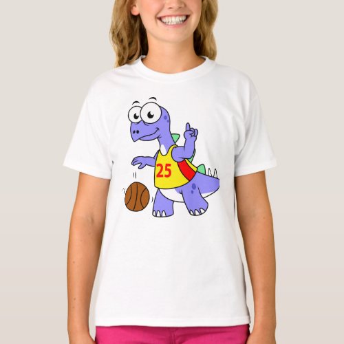 Illustration Of A Stegosaurus Playing Basketball T_Shirt