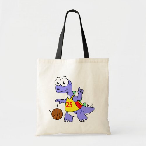 Illustration Of A Stegosaurus Playing Basketball Tote Bag
