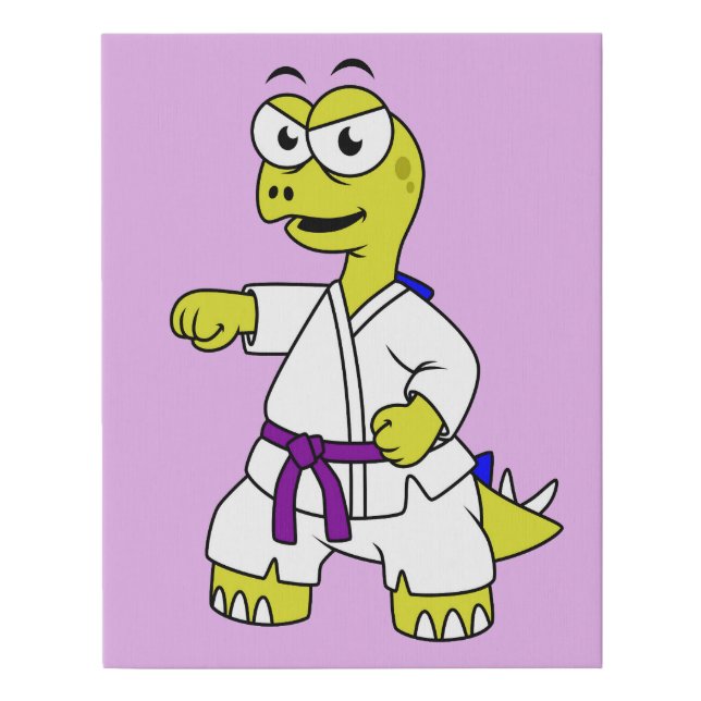 Illustration Of A Stegosaurus Practicing Karate. Faux Canvas Print (Front)