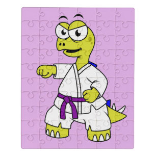 Illustration Of A Stegosaurus Practicing Karate. Jigsaw Puzzle