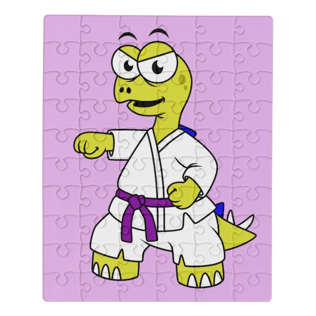 Illustration Of A Stegosaurus Practicing Karate. Jigsaw Puzzle (Puzzle Vertical)