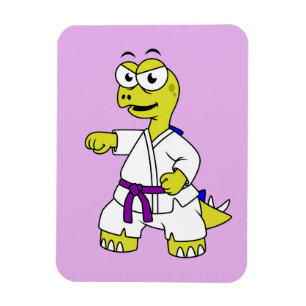 Illustration Of A Stegosaurus Practicing Karate. Magnet