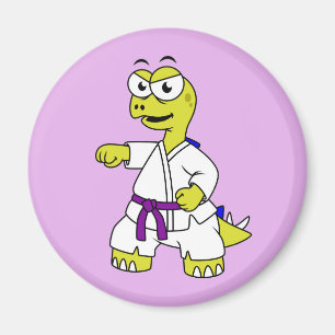 Illustration Of A Stegosaurus Practicing Karate. Magnet