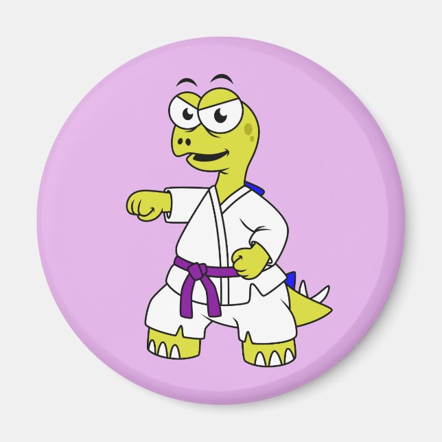 Illustration Of A Stegosaurus Practicing Karate. Magnet (Front)