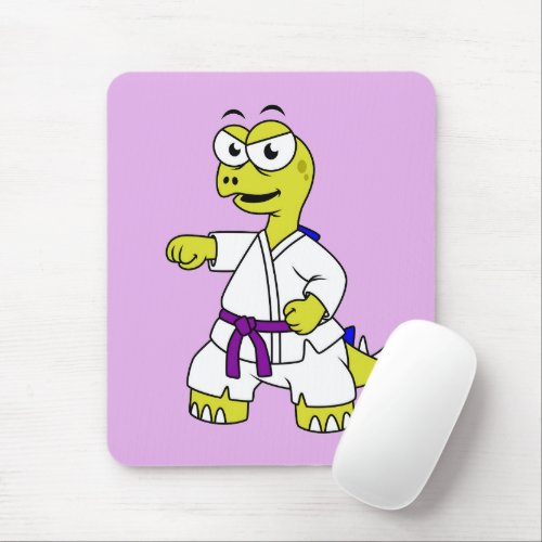 Illustration Of A Stegosaurus Practicing Karate Mouse Pad