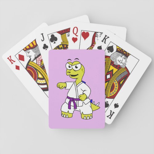 Illustration Of A Stegosaurus Practicing Karate Poker Cards