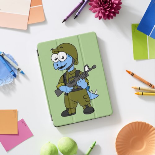 Illustration Of A Stegosaurus Soldier iPad Air Cover
