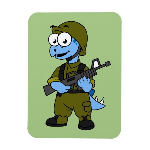 Illustration Of A Stegosaurus Soldier Magnet