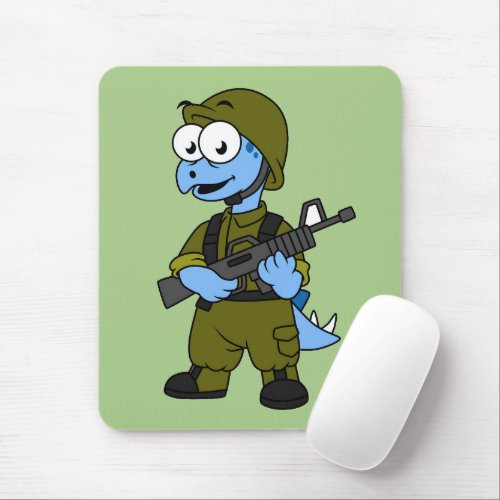 Illustration Of A Stegosaurus Soldier Mouse Pad