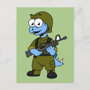 Illustration Of A Stegosaurus Soldier. Postcard