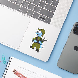 Illustration Of A Stegosaurus Soldier. Sticker