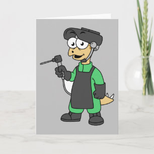 Illustration Of A Stegosaurus Welder. Card