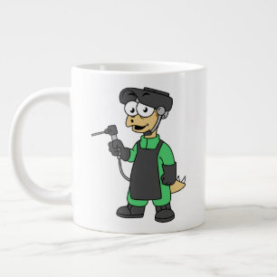 Illustration Of A Stegosaurus Welder. Giant Coffee Mug