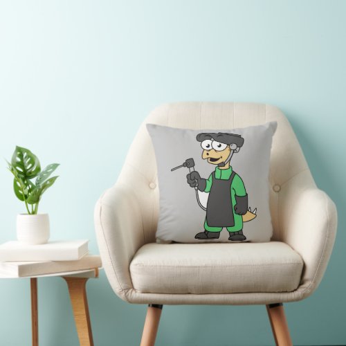 Illustration Of A Stegosaurus Welder Throw Pillow