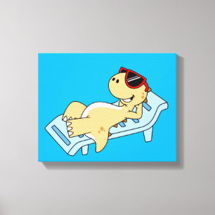 Illustration Of A Sunbathing Tyrannosaurus Rex. Canvas Print