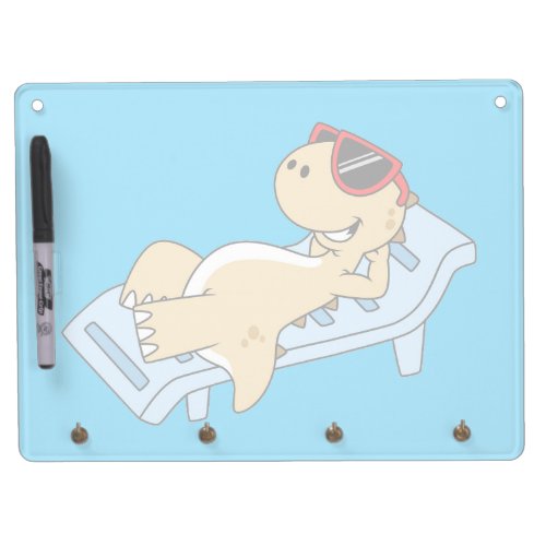 Illustration Of A Sunbathing Tyrannosaurus Rex Dry Erase Board With Keychain Holder