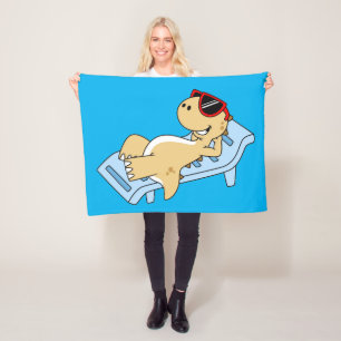 Illustration Of A Sunbathing Tyrannosaurus Rex. Fleece Blanket