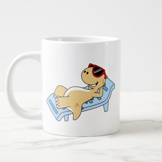 Illustration Of A Sunbathing Tyrannosaurus Rex. Giant Coffee Mug (Left)