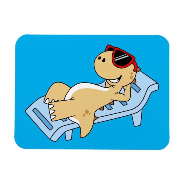 Illustration Of A Sunbathing Tyrannosaurus Rex. Magnet (Horizontal)