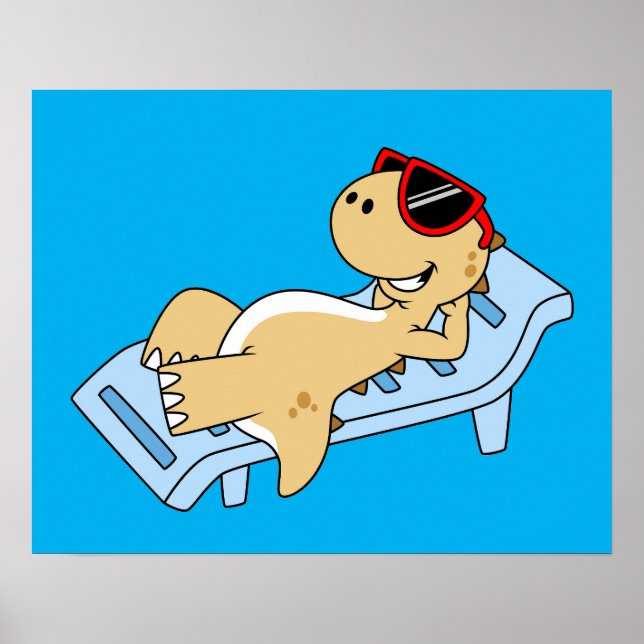 Illustration Of A Sunbathing Tyrannosaurus Rex. Poster (Front)