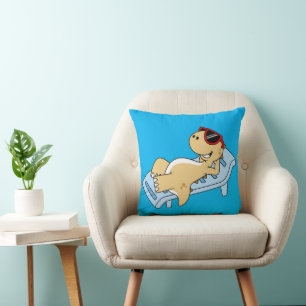 Illustration Of A Sunbathing Tyrannosaurus Rex. Throw Pillow
