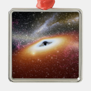 Illustration of a supermassive black hole metal ornament