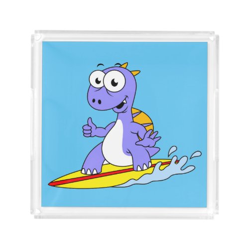 Illustration Of A Surfing Spinosaurus Acrylic Tray