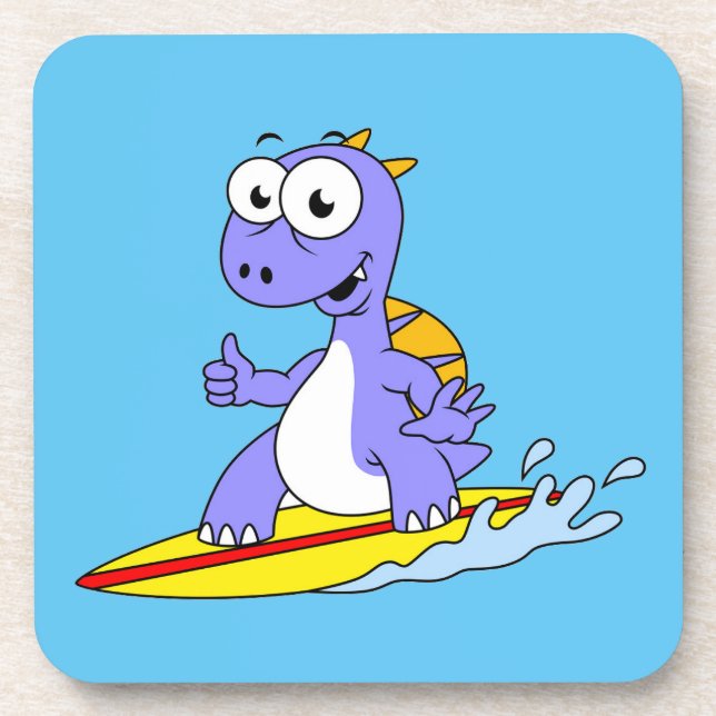 Illustration Of A Surfing Spinosaurus. Beverage Coaster (Front)