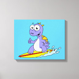 Illustration Of A Surfing Spinosaurus. Canvas Print