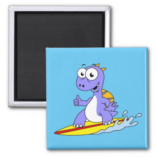Illustration Of A Surfing Spinosaurus Magnet