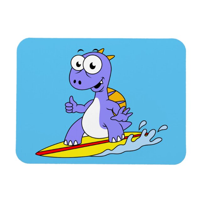 Illustration Of A Surfing Spinosaurus. Magnet (Horizontal)