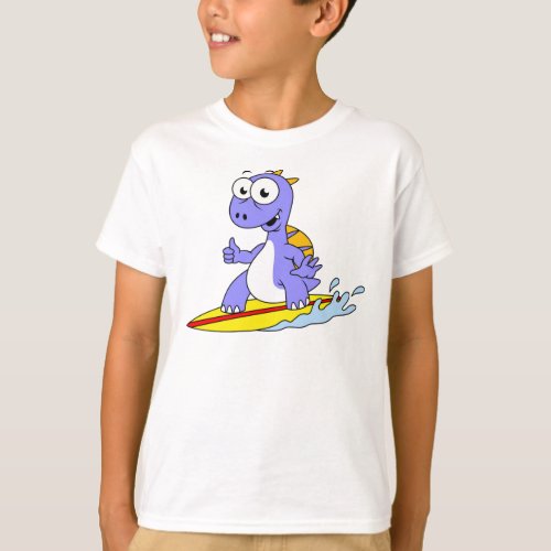 Illustration Of A Surfing Spinosaurus T_Shirt