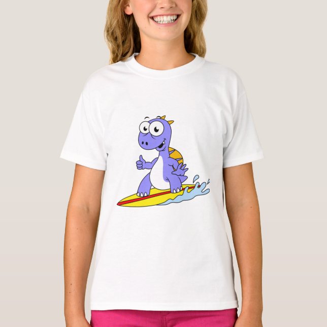 Illustration Of A Surfing Spinosaurus. T-Shirt (Front)