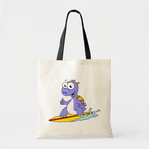 Illustration Of A Surfing Spinosaurus Tote Bag