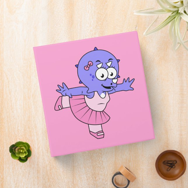 Illustration Of A Triceratops Ballet Dancer. 3 Ring Binder (In Situ)
