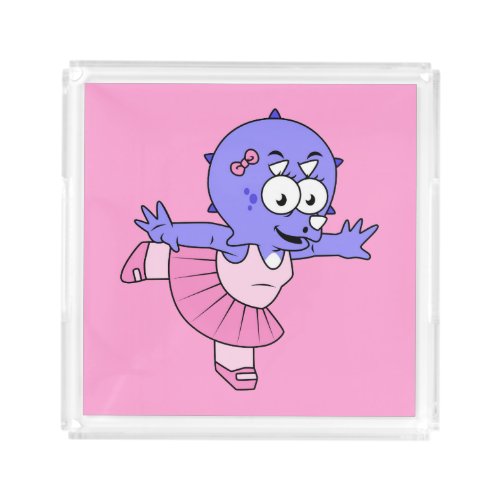 Illustration Of A Triceratops Ballet Dancer Acrylic Tray