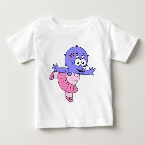 Illustration Of A Triceratops Ballet Dancer Baby T_Shirt