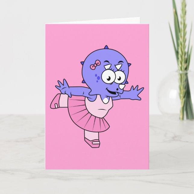 Illustration Of A Triceratops Ballet Dancer. Card (Front)