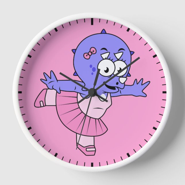 Illustration Of A Triceratops Ballet Dancer. Clock (Front)