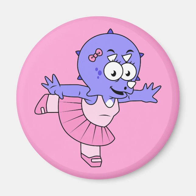 Illustration Of A Triceratops Ballet Dancer. Magnet (Front)