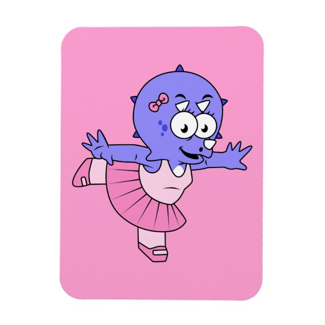Illustration Of A Triceratops Ballet Dancer. Magnet (Vertical)