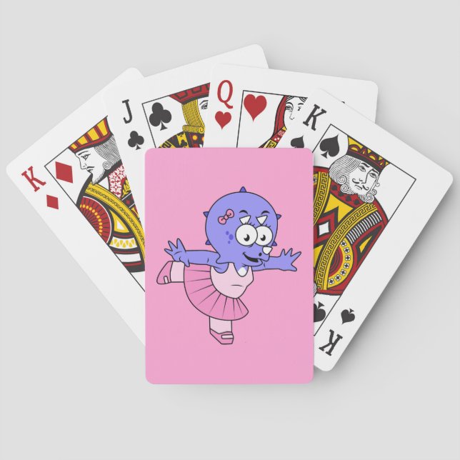 Illustration Of A Triceratops Ballet Dancer. Poker Cards (Back)