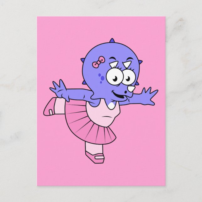 Illustration Of A Triceratops Ballet Dancer. Postcard (Front)